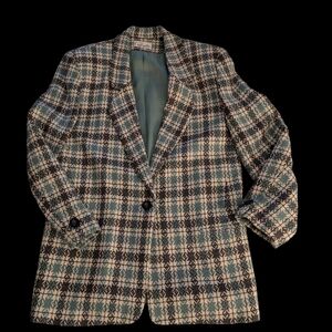 Pappagallo Blue and White Plaid Blazer